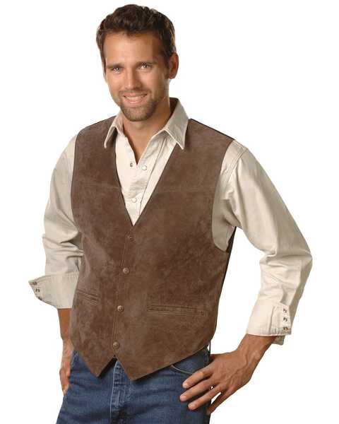 Scully Men's Boar Suede Snap Front Vest, Espresso, hi-res