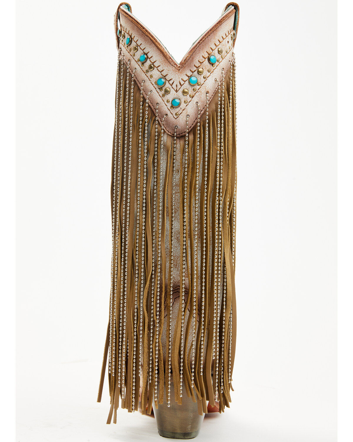 Image #5 - Corral Women's Embroidered and Crystal Eagle Fringe Western Boots - Snip Toe, Beige, hi-res
