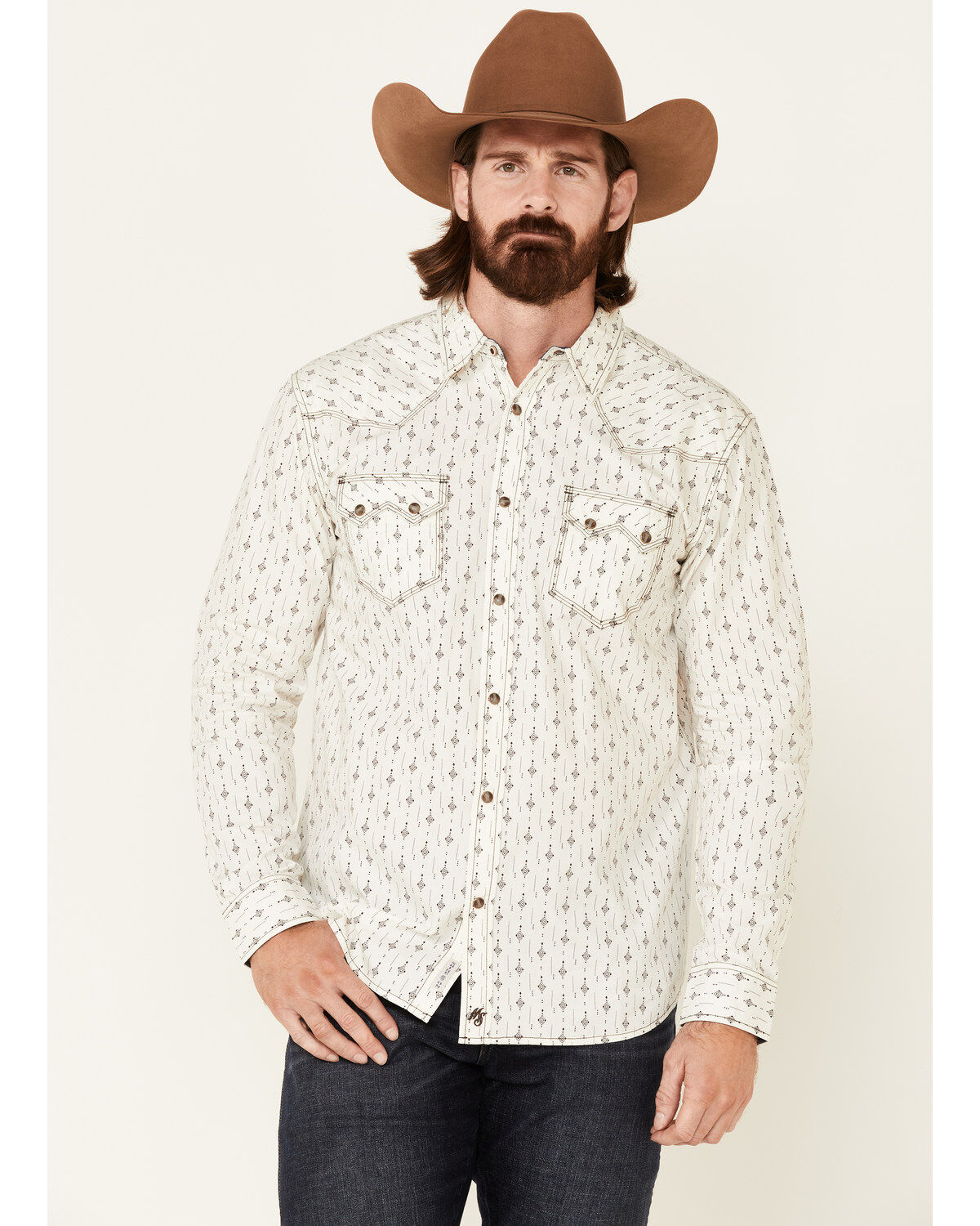 Vska Mens Solid Turn Down Collar Button-Up Long-Sleeve Western Shirt