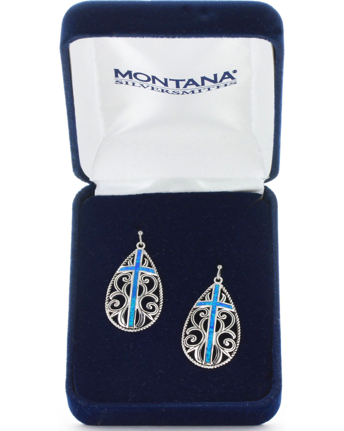 Image #2 - Montana Silversmiths Women's Filigree Water Lights Cross Earrings, Silver, hi-res