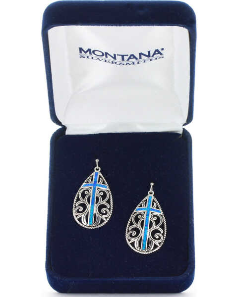 Image #2 - Montana Silversmiths Women's Filigree Water Lights Cross Earrings , Silver, hi-res