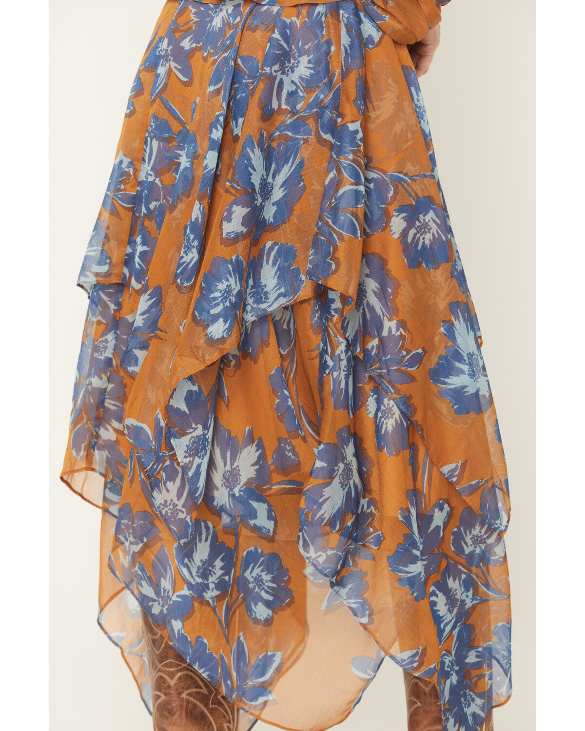 Image #4 - Shyanne Women's Floral Tiered Midi Skirt, Pecan, hi-res