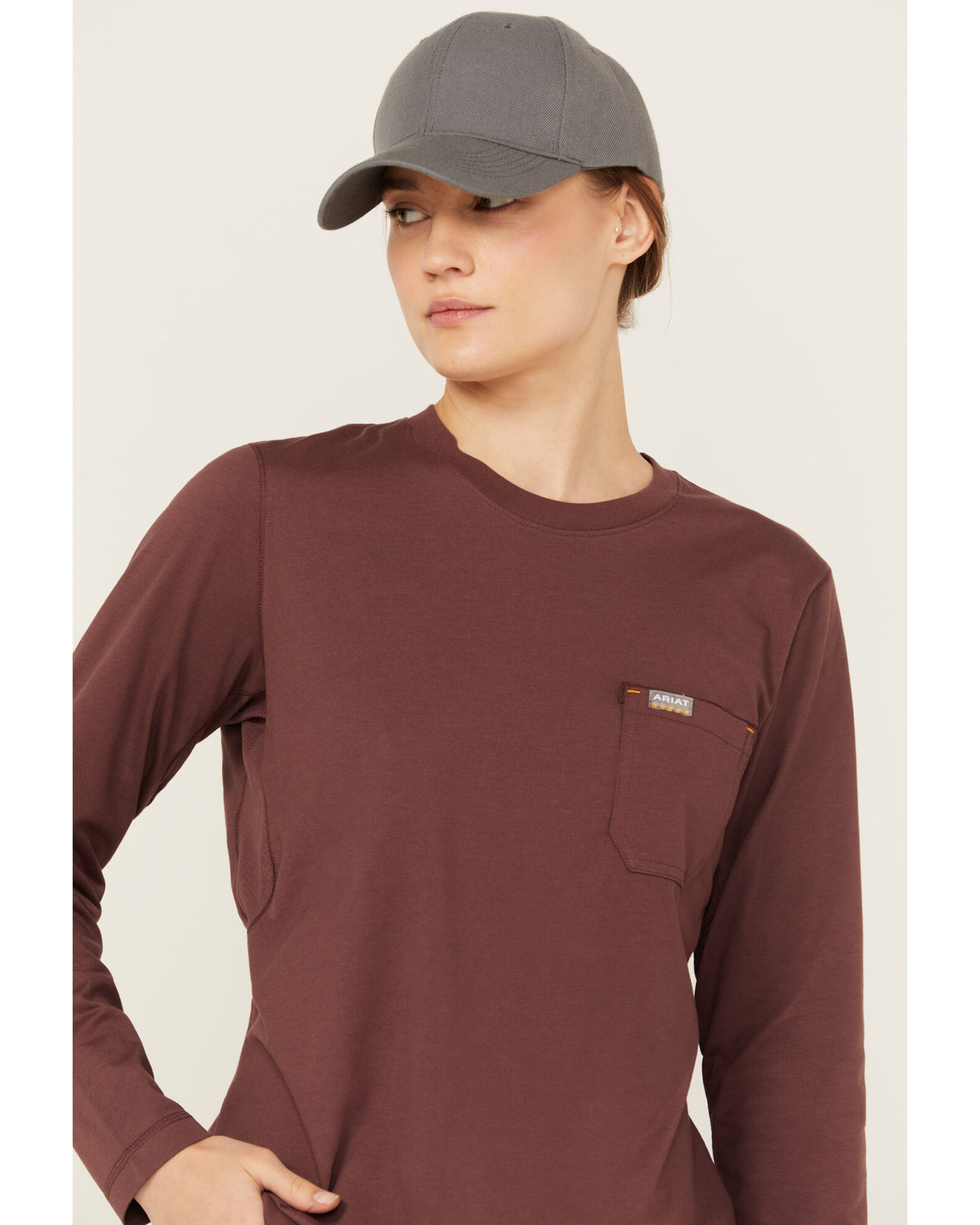 Image #2 - Ariat Women's Rebar Workman Reflective Flag Long Sleeve Tee, Purple, hi-res