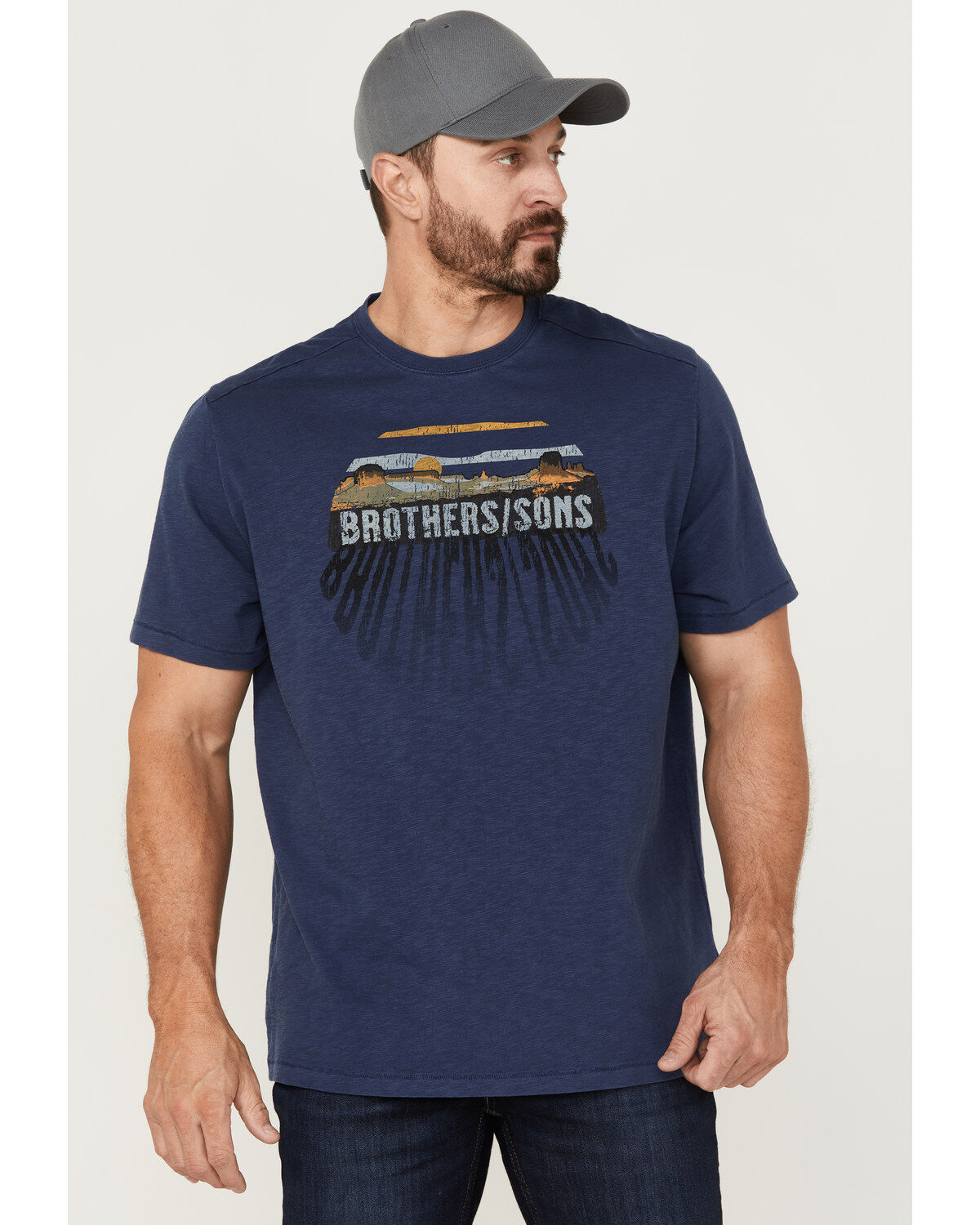 Image #1 - Brothers and Sons Men's Badlands Shadow Trail Graphic T-Shirt, Navy, hi-res