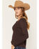 Image #2 - Shyanne Women's Lace Trim Henley Long Sleeve Top, Cognac, hi-res