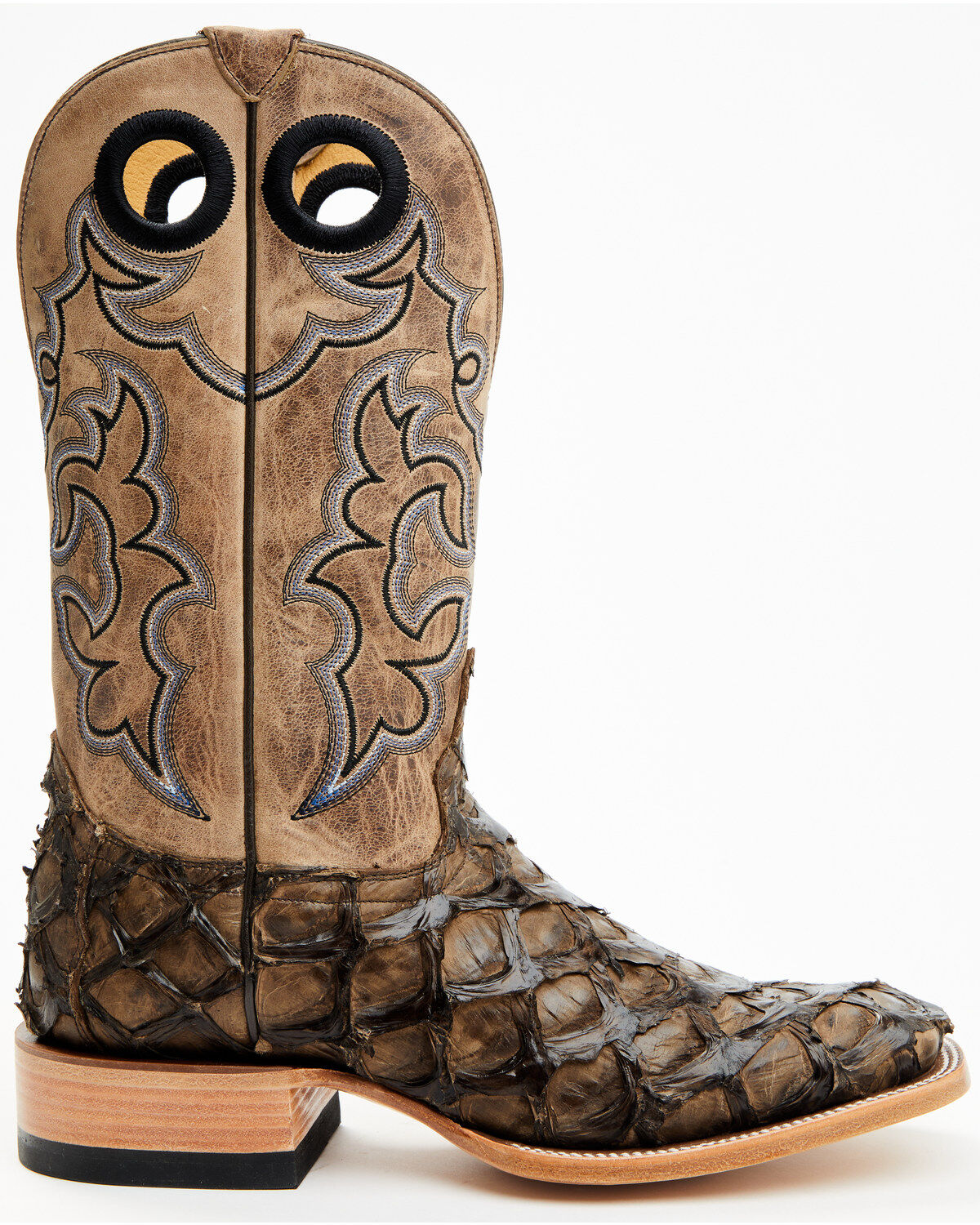 Image #2 - Cody James Men's Exotic Pirarucu Western Boots - Broad Square Toe, Brown, hi-res