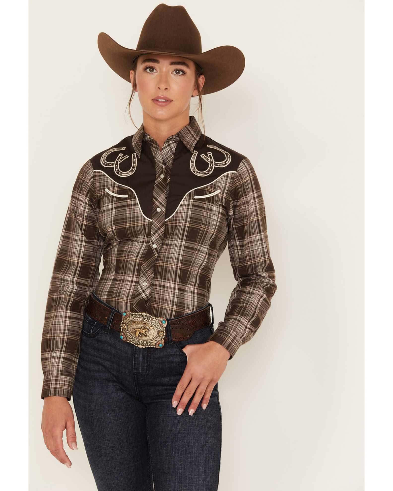 Ladies pearl cheap snap shirts