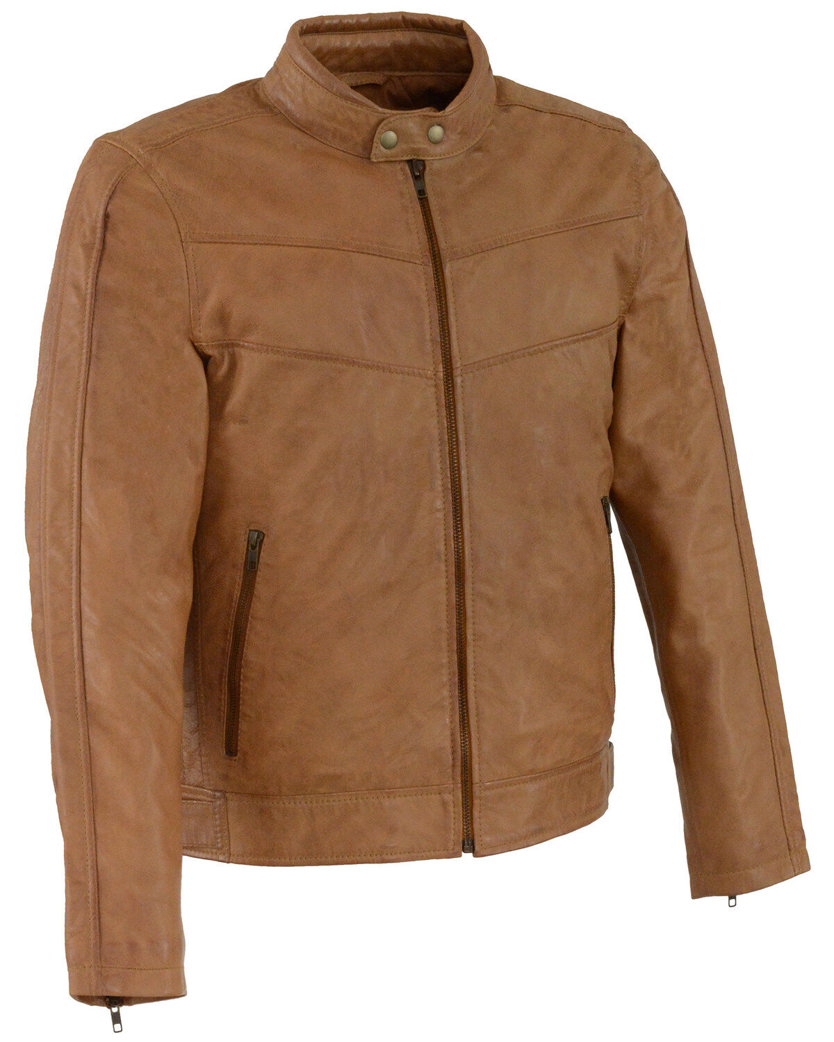 Milwaukee Leather Men's Tan Stand Up Collar Leather Jacket