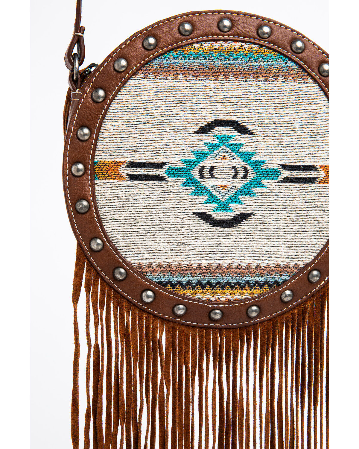 Image #2 - Shyanne Women's Aztec Serape Circle Fringe Bag, Brown, hi-res