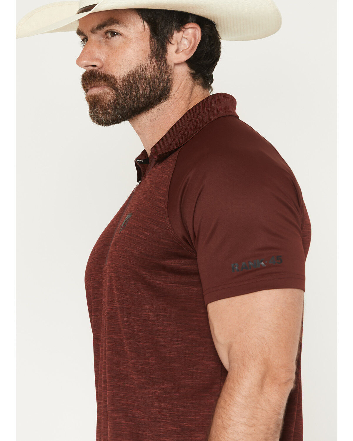 Image #2 - RANK 45® Men's Marfa Solid 1/4 Zip Polo Shirt, Red, hi-res