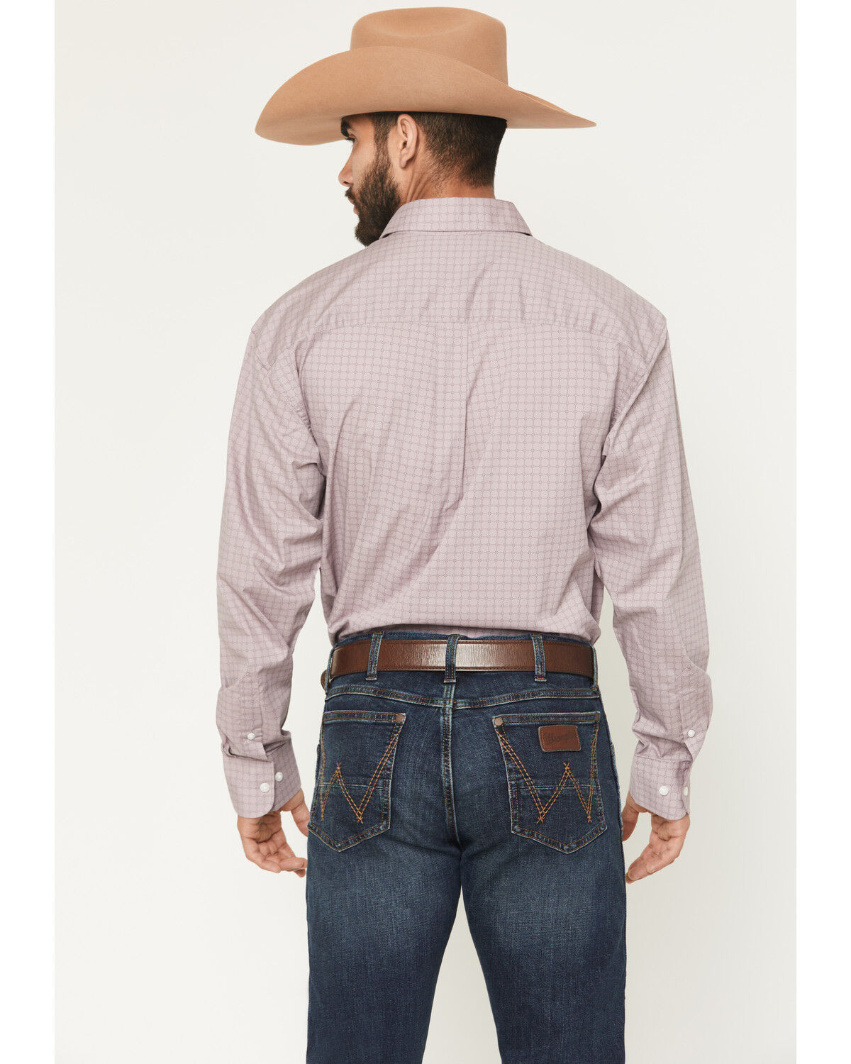 Image #4 - Wrangler Men's Plaid Print Long Sleeve Button-Down Stretch Western Shirt, Lavender, hi-res