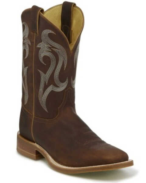 Justin Men's Bender Western Boots - Wide Square Toe, Brown, hi-res