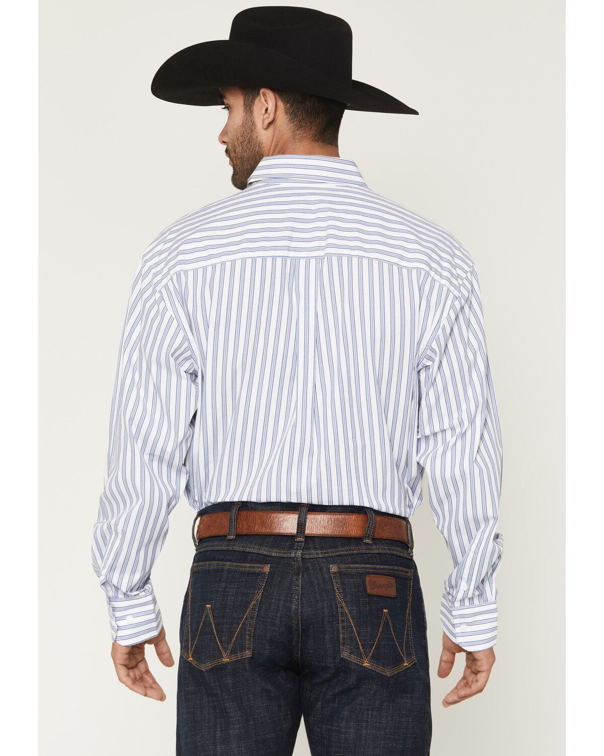 Image #4 - George Strait by Wrangler Stripe Print Long Sleeve Button-Down Stretch Western Shirt, White, hi-res