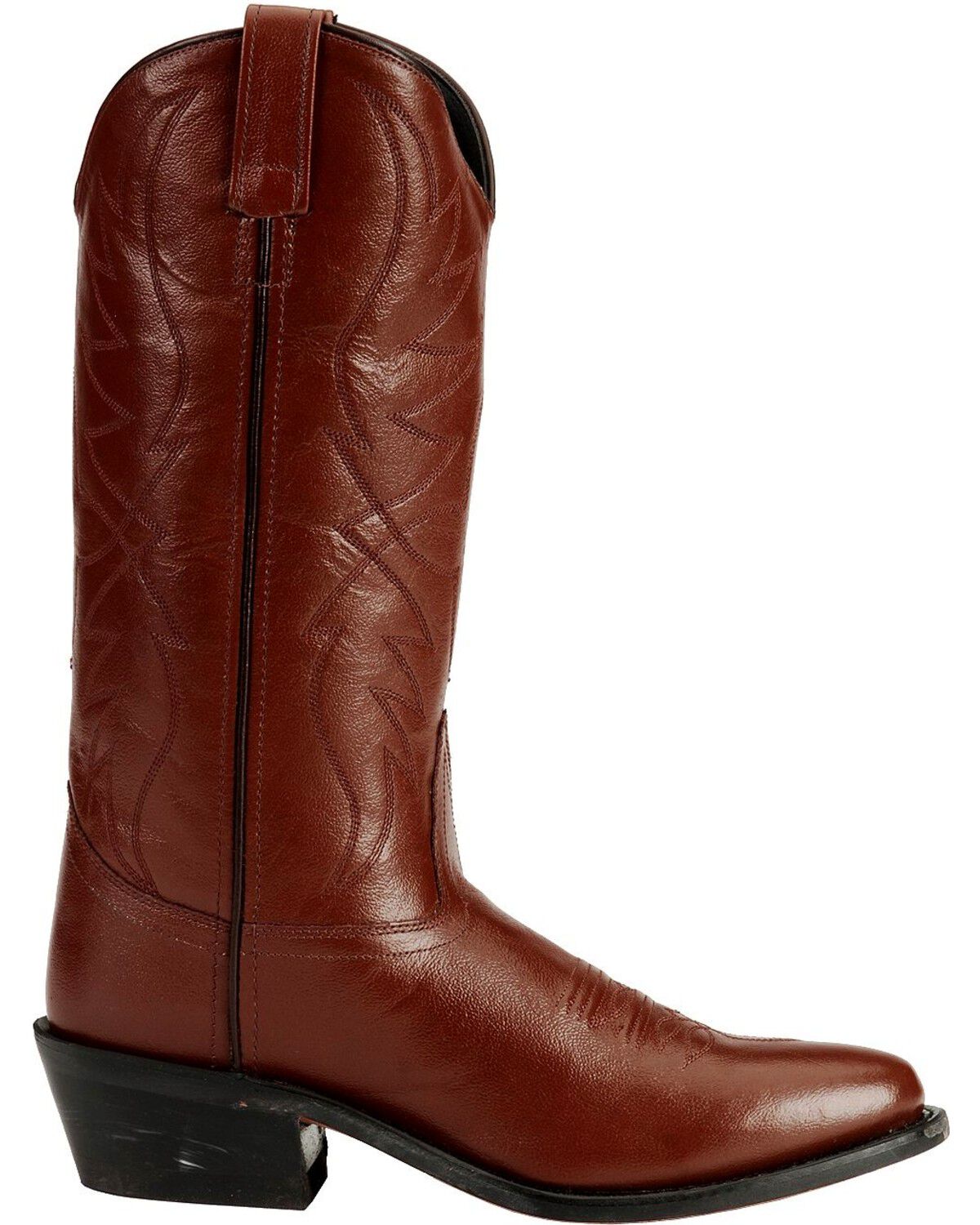 Image #2 - Old West Men's Smooth Leather Western Boots - Round Toe, Black Cherry, hi-res