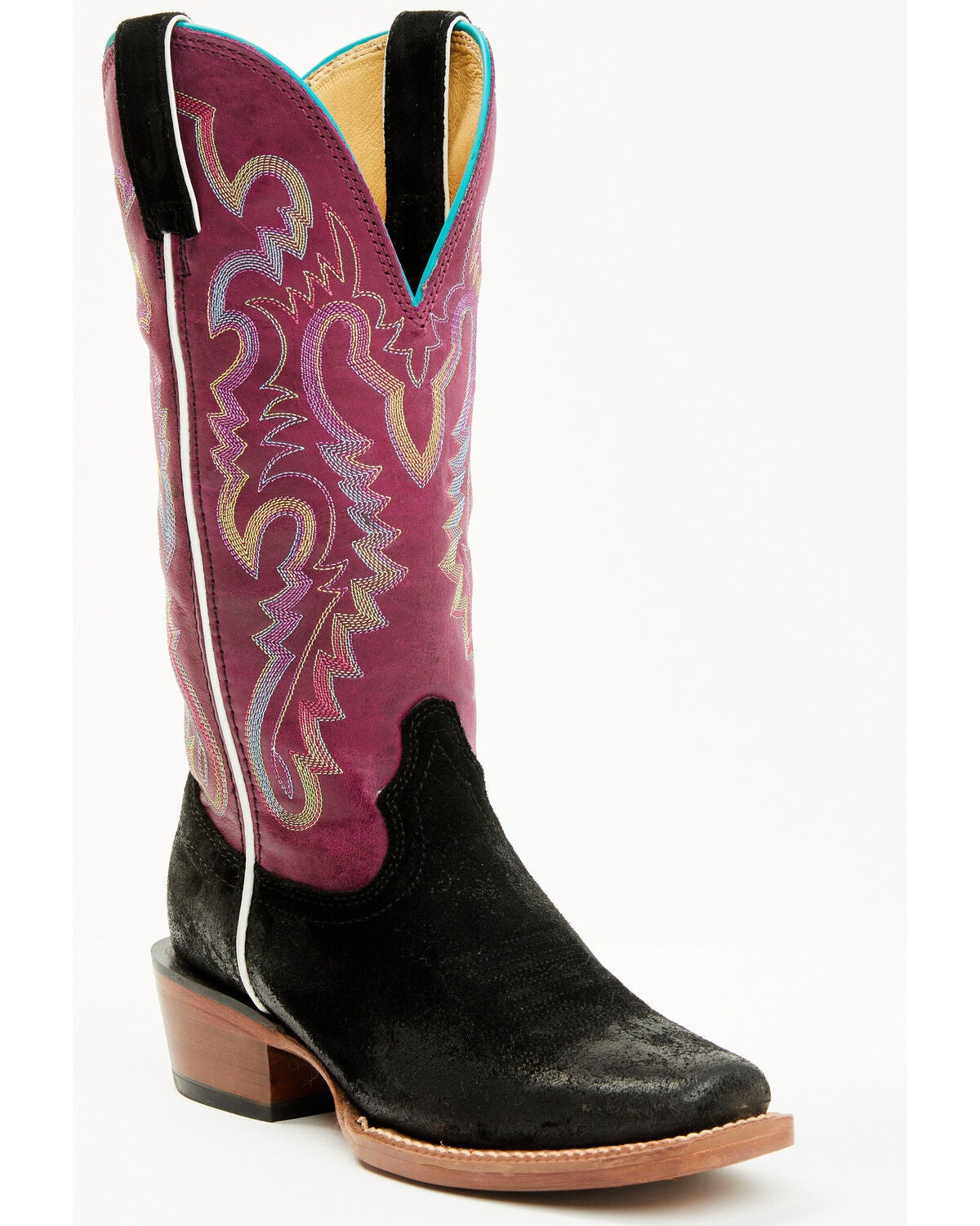 Justin Women's Breaking News Suede Western Boots - Square Toe, Black, hi-res