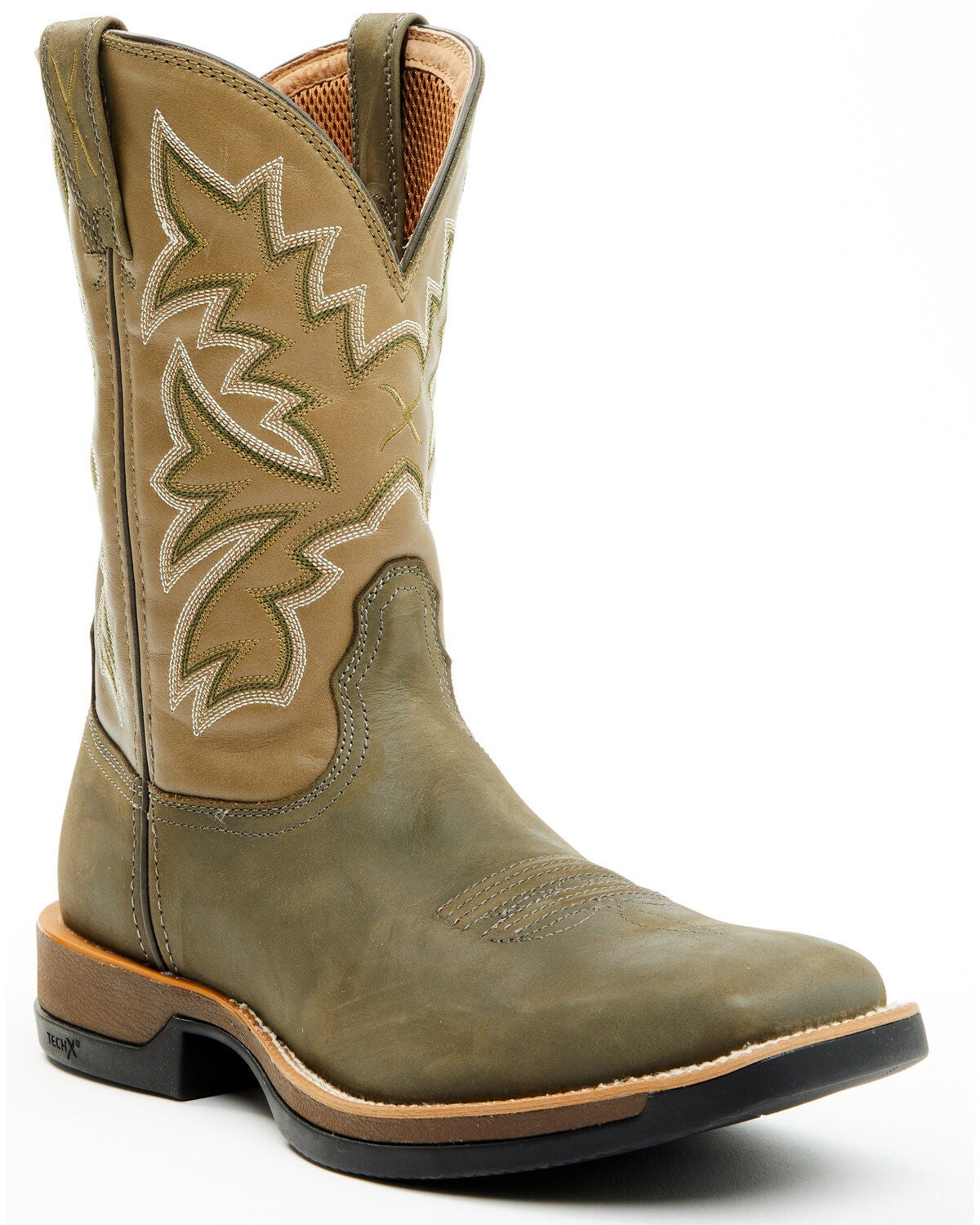 Twisted X Men's 11" Tech X&trade; Performance Western Boots - Broad Square Toe, Dark Green, hi-res
