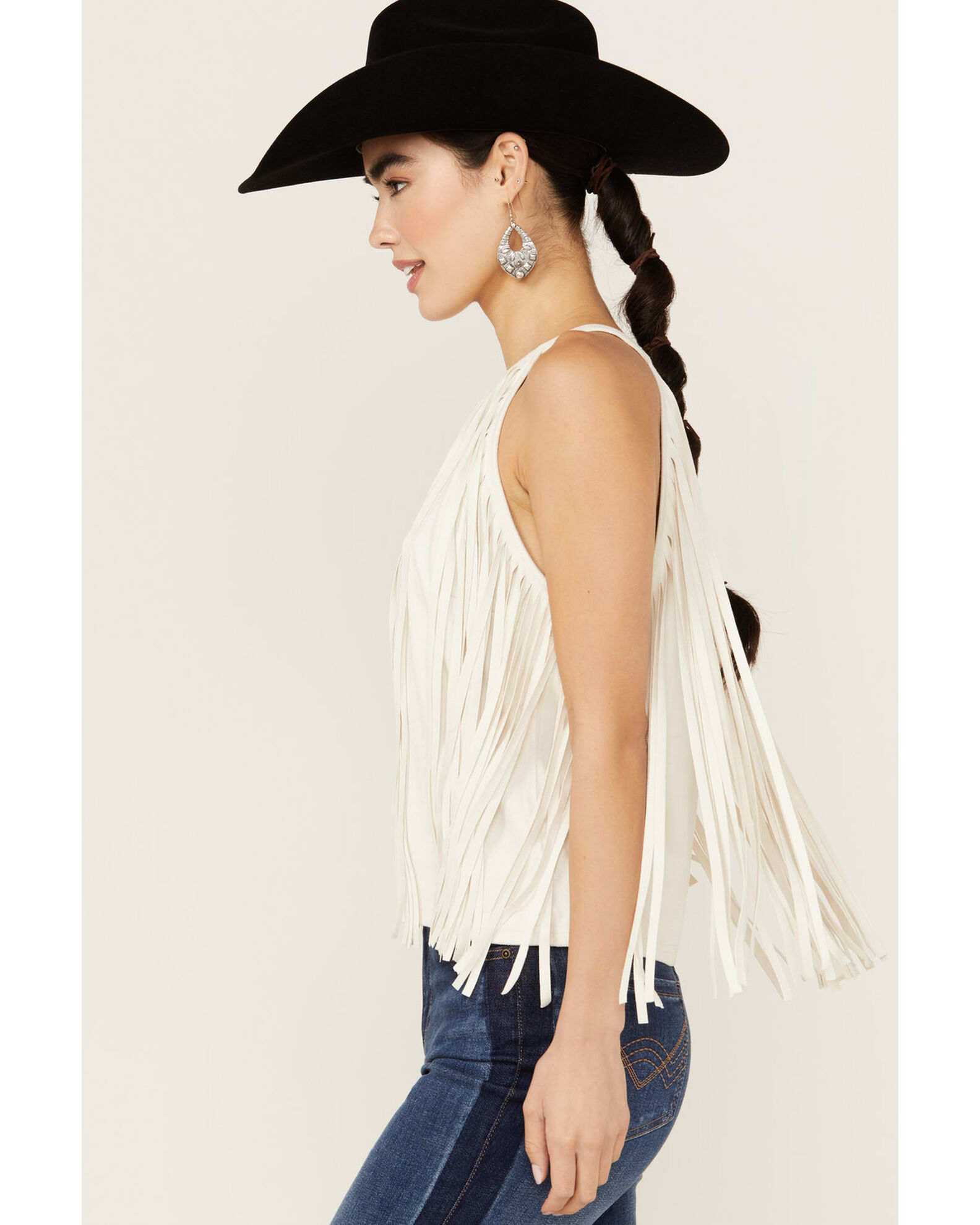 Image #2 - Idyllwind Women's Madie Faux Suede Fringe Tank, Ivory, hi-res