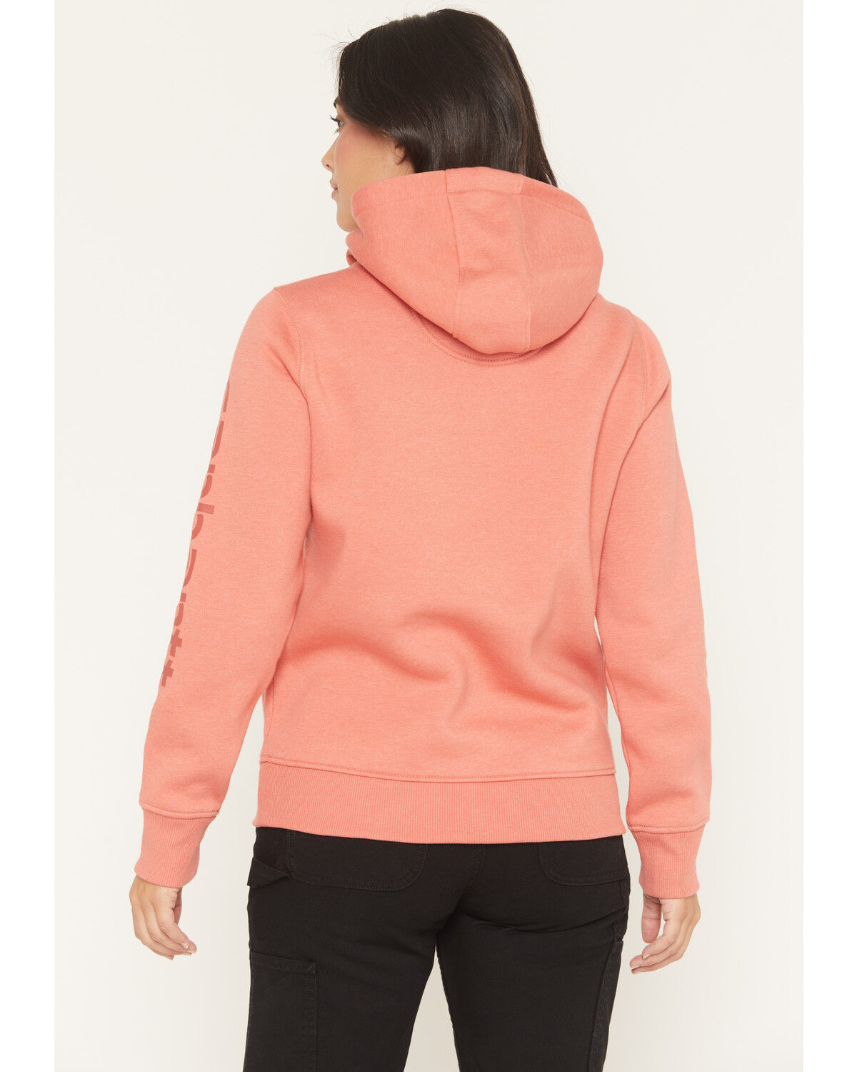 Image #4 - Carhartt Women's Relaxed Fit Midweight Logo Sleeve Graphic Hoodie, Light Pink, hi-res