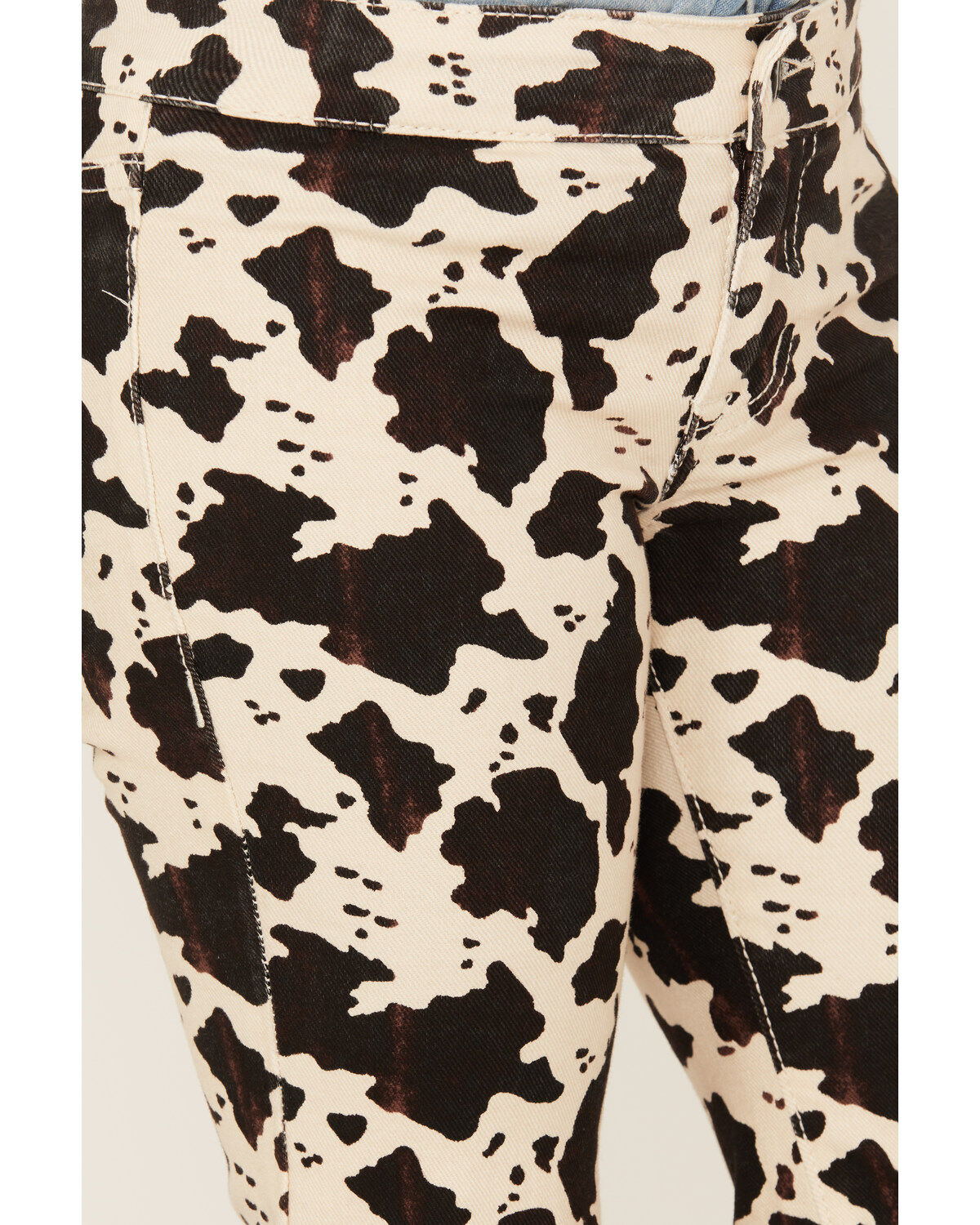 Image #2 - Rock & Roll Denim Girls' Cow Print Bargain Button Stretch Flare Jeans, Multi, hi-res