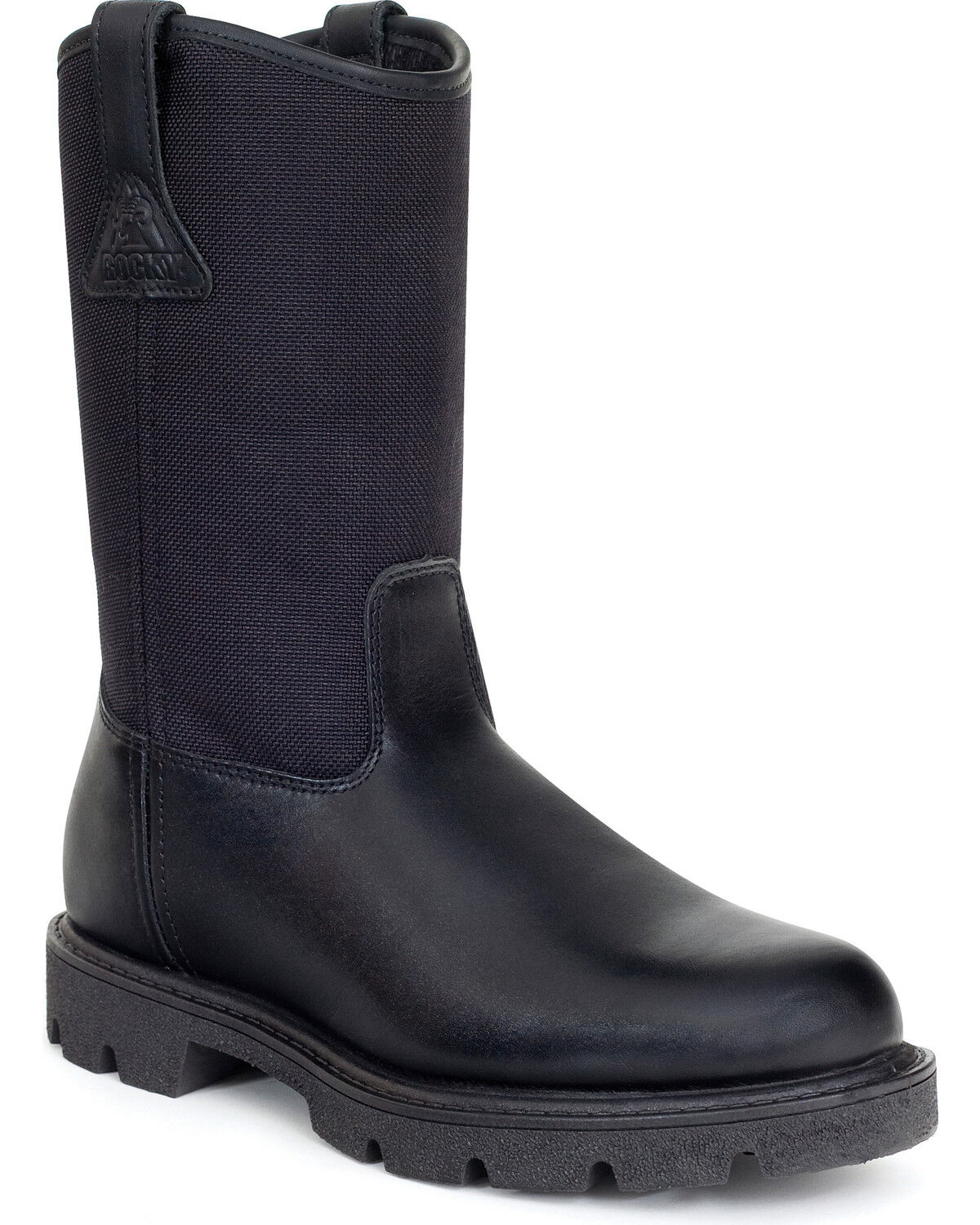 black wellington work boots