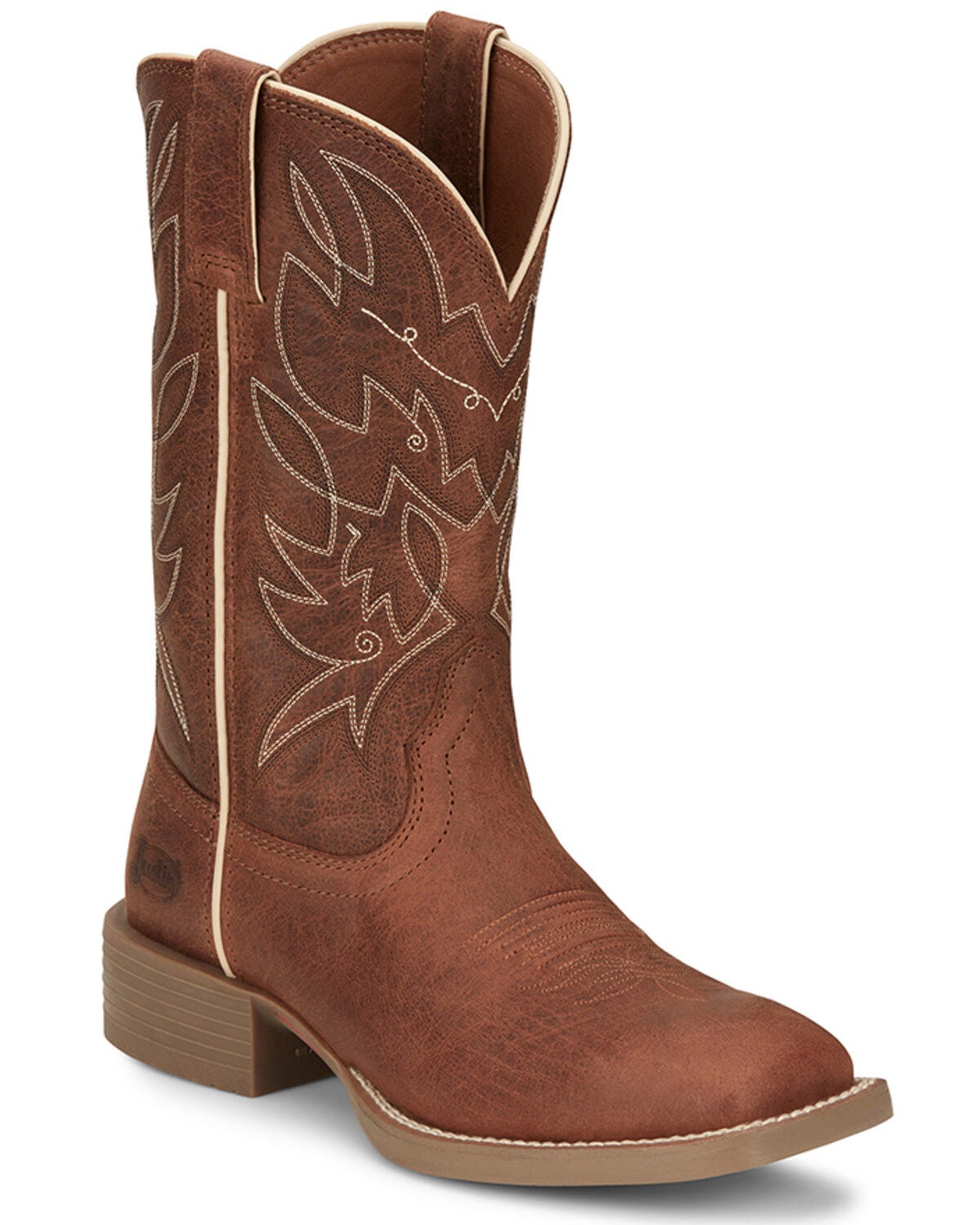 Justin Women's Halter Western Boots - Broad Square Toe, Cognac, hi-res