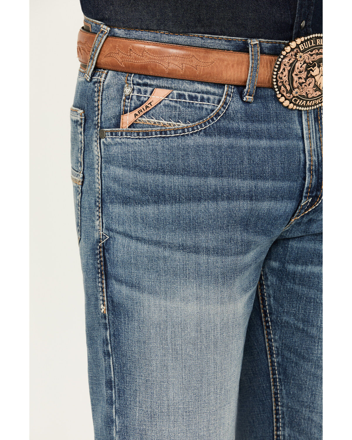 Image #2 - Ariat Men's M4 Soquel Sebastian Medium Wash Relaxed Bootcut Rigid Jeans - Big, , hi-res