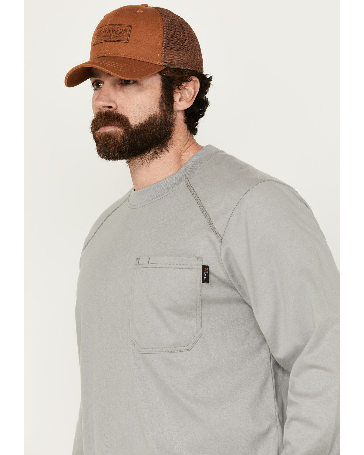 Image #2 - Hawx Men's FR Long Sleeve Pocket T-Shirt - Big, Silver, hi-res