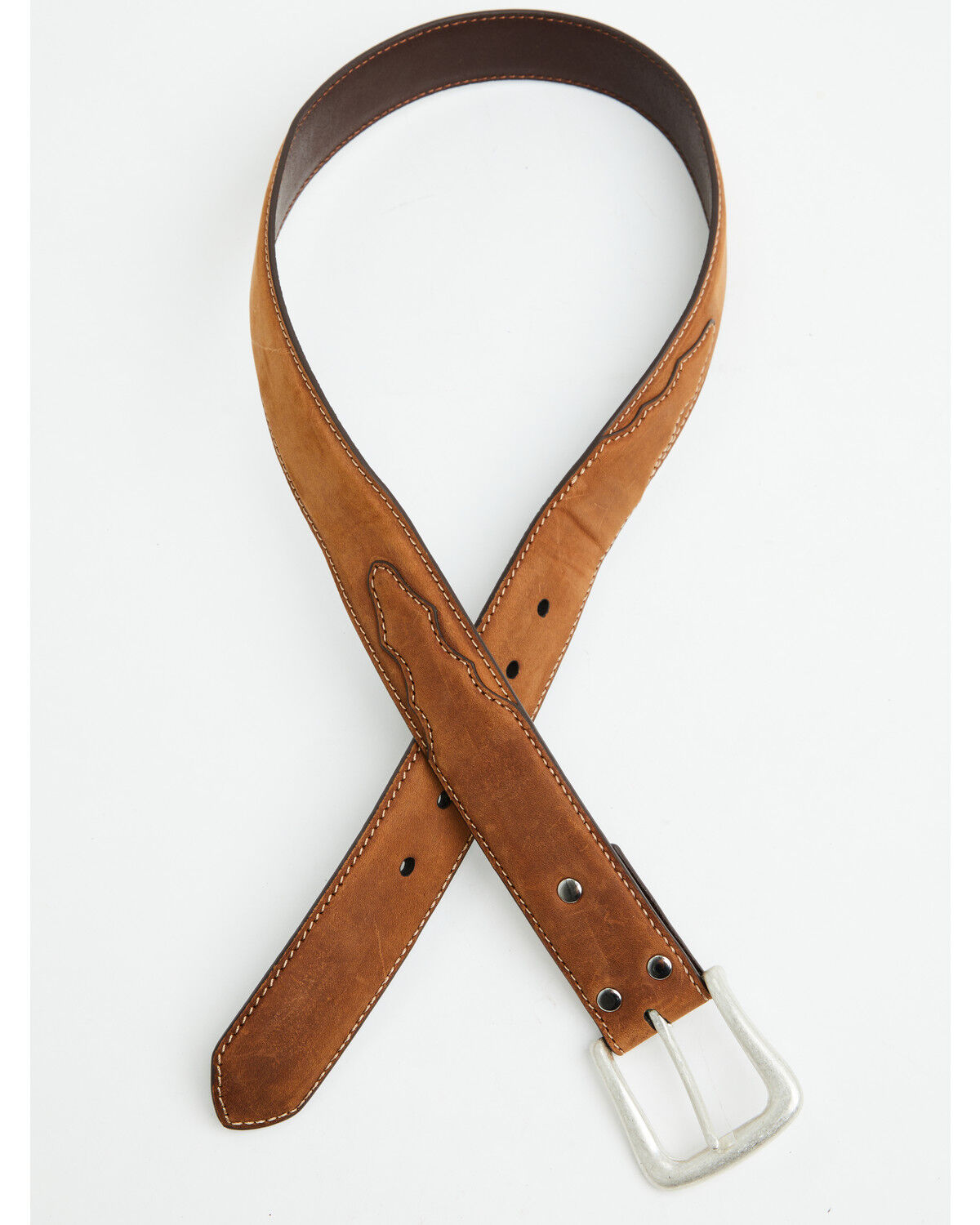Image #2 - Nocona Men's Overlay Leather Western Belt, Med Brown, hi-res