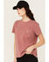 Image #2 - Carhartt Women's Re-Engineered Relaxed Fit Midweight Short Sleeve Pocket Work Tee, Maroon, hi-res