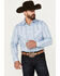 Image #1 - Rough Stock by Panhandle Men's Chambray Southwestern Print Long Sleeve Snap Western Shirt, , hi-res