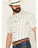Image #2 - Cody James Men's Open Field Plaid Print Short Sleeve Button-Down Stretch Western Shirt, Ivory, hi-res