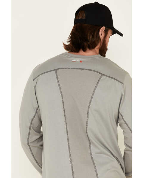 Image #5 - Ariat Men's FR Crew Neck Long Sleeve Shirt, Grey, hi-res