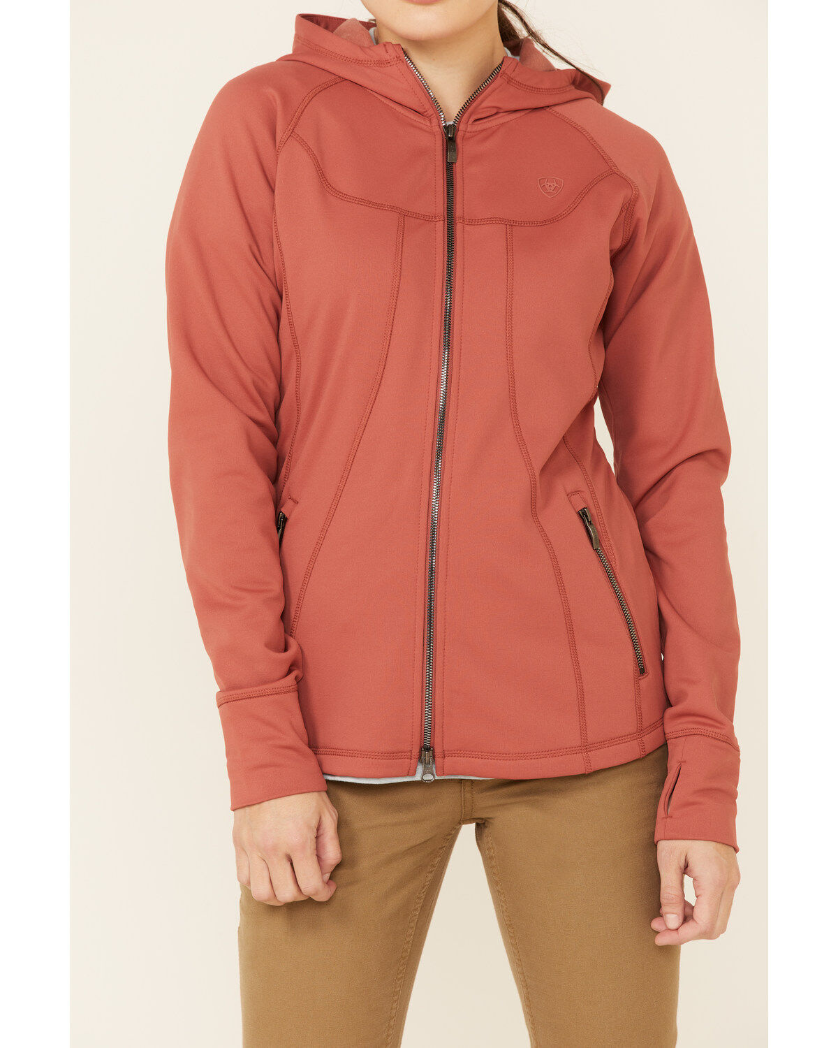 Image #3 - Ariat Women's Marsala Attain Thermal Zip-Front Hoodie, Burgundy, hi-res