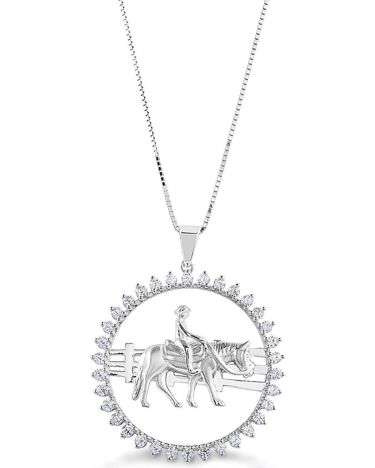 Kelly Herd Women's Stone Circle Ranch Horse Pendant Necklace, Silver, hi-res