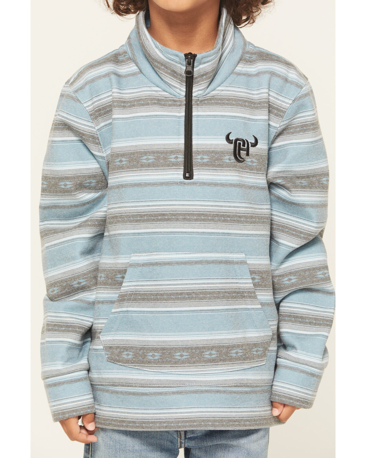 Image #3 - Cowboy Hardware Boys' Serape Striped Print 1/4 Zip Pullover, Multi, hi-res