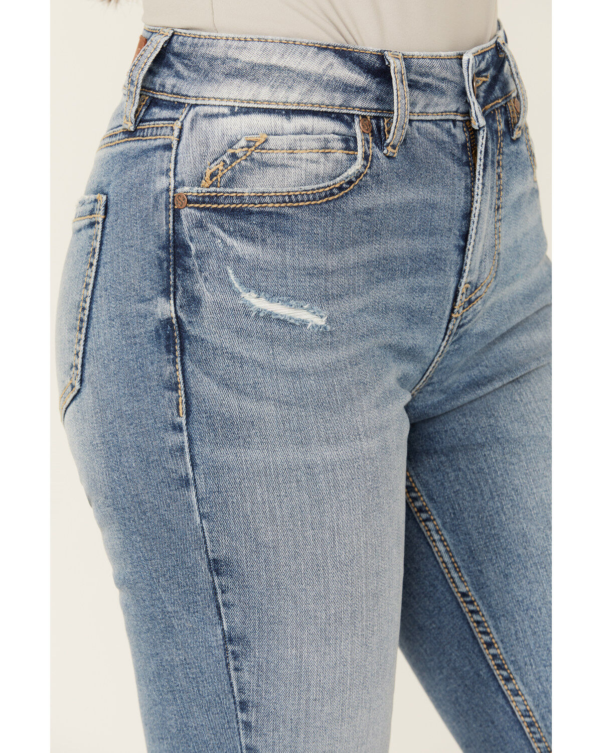 Image #2 - Shyanne Women's Catalina Light Medium Wash High Rise Stretch Flare Jeans, Light Wash, hi-res