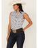 Rough Stock by Panhandle Women's Floral Paisley Print Sleeveless Pearl Snap Western Core Shirt, White, hi-res