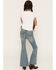 Image #3 - Shyanne Girls' Amber Dark Wash Rhinestone Embellished Lacey Flare Stretch Denim Jeans, Dark Wash, hi-res
