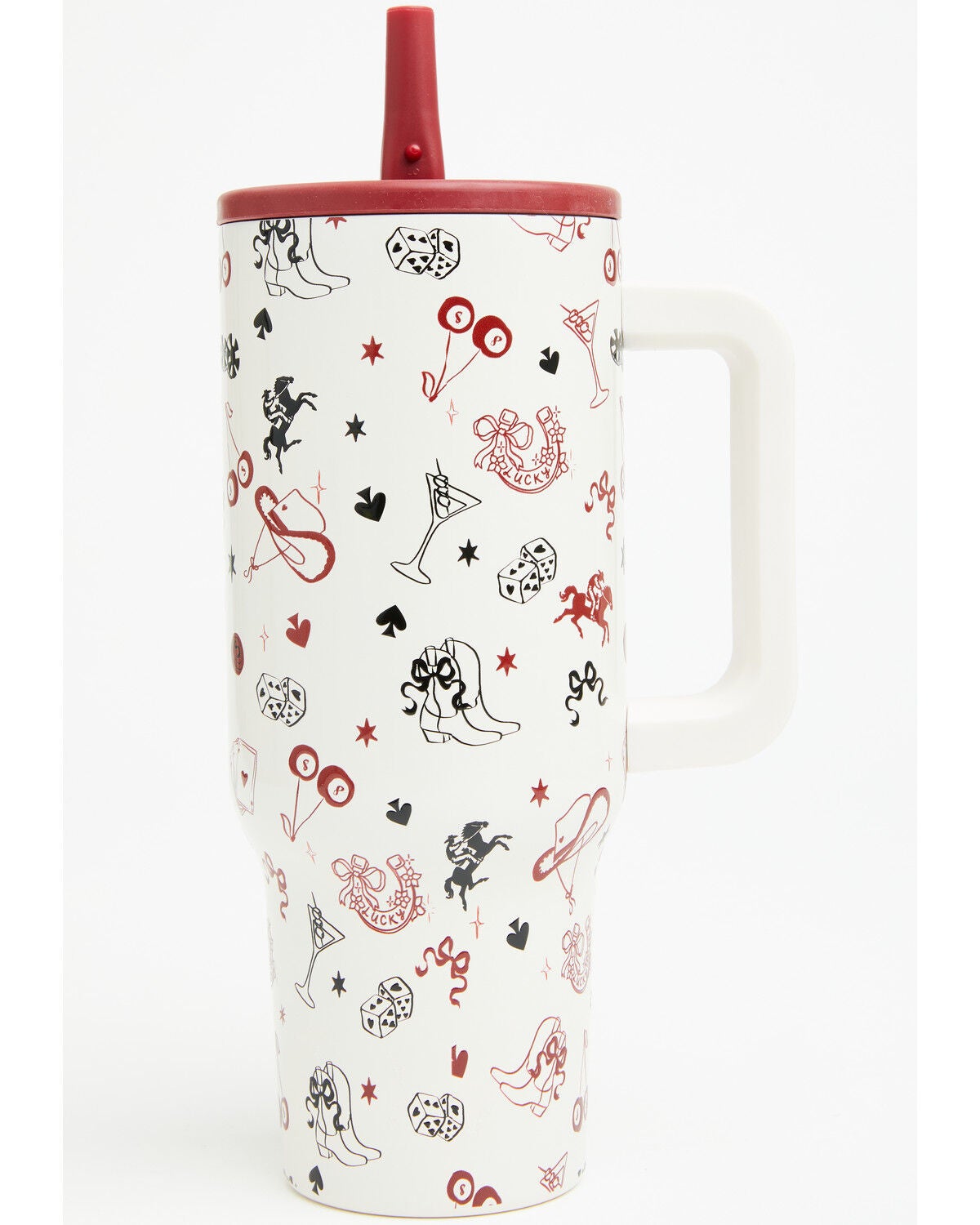 Image #1 - Boot Barn 40oz Vegas Luck Tumbler with Straw, Cream, hi-res