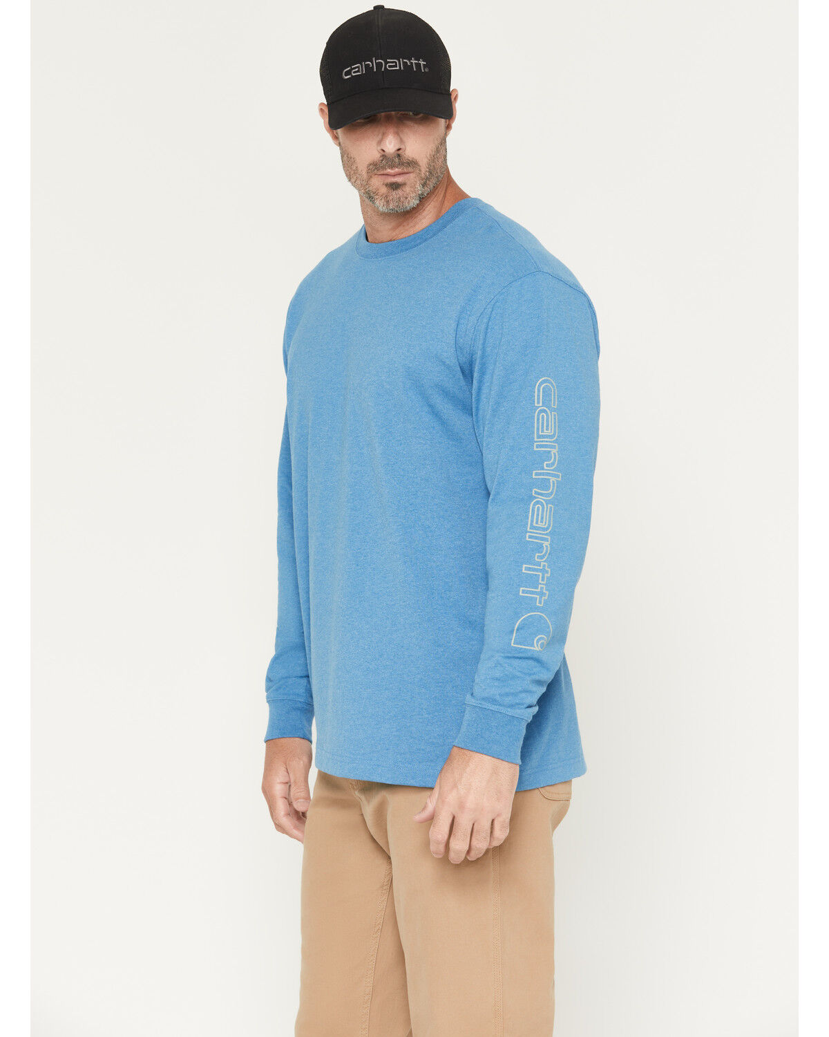 Image #2 - Carhartt Men's Loose Fit Heavyweight Long Sleeve Logo Graphic Work T-Shirt, Blue, hi-res