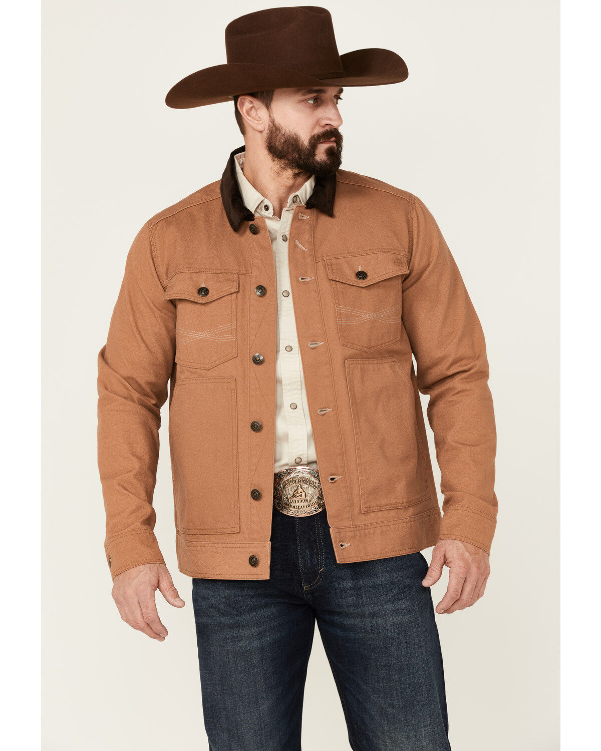 Image #2 - Blue Ranchwear Men's Copper Duck Canvas Button-Front Trucker Rust Jacket, Rust Copper, hi-res