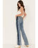 Image #1 - Wrangler Women's Two tone Color Block High Rise Westward Bootcut Jeans, Blue, hi-res