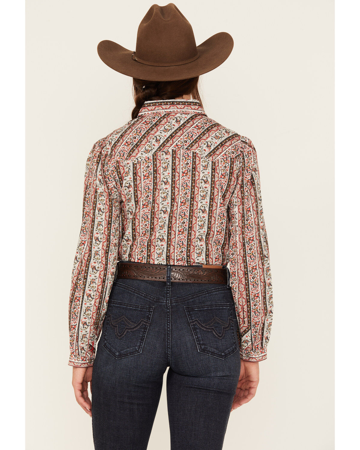 Image #4 - Cruel Girl Women's Paisley Stripe Long Sleeve Pearl Snap Western Shirt, , hi-res