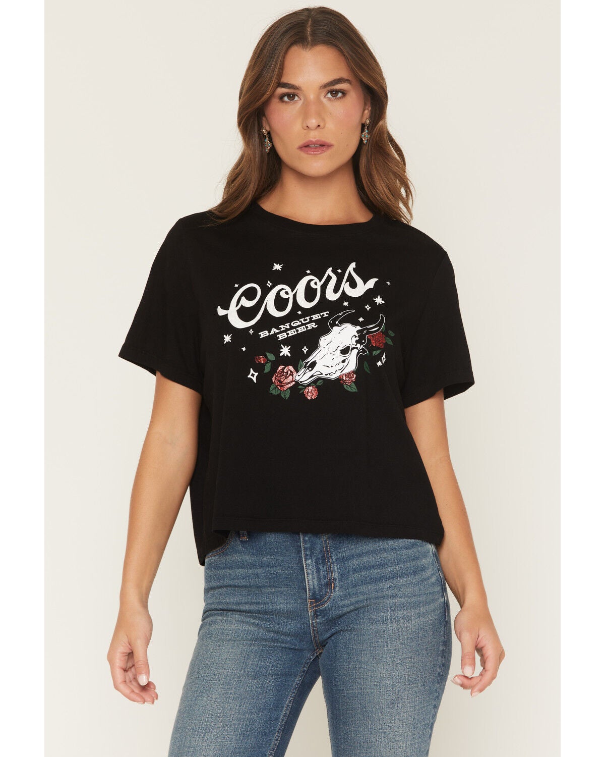 Coors Women's Steer Head Puff Short Sleeve Graphic Tee, Black, hi-res