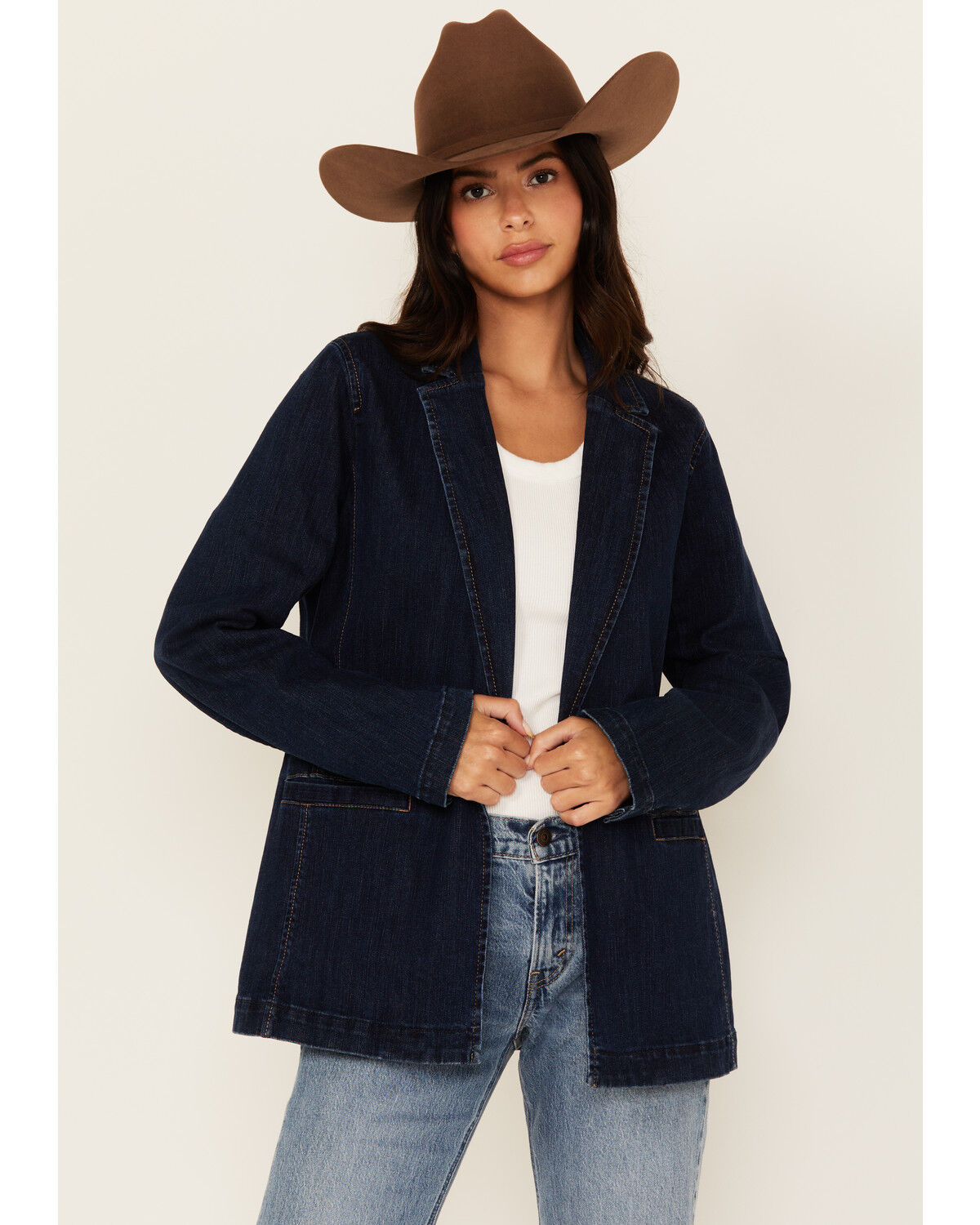 Image #2 - Ariat Women's Dark Wash Denim Blazer, Dark Wash, hi-res