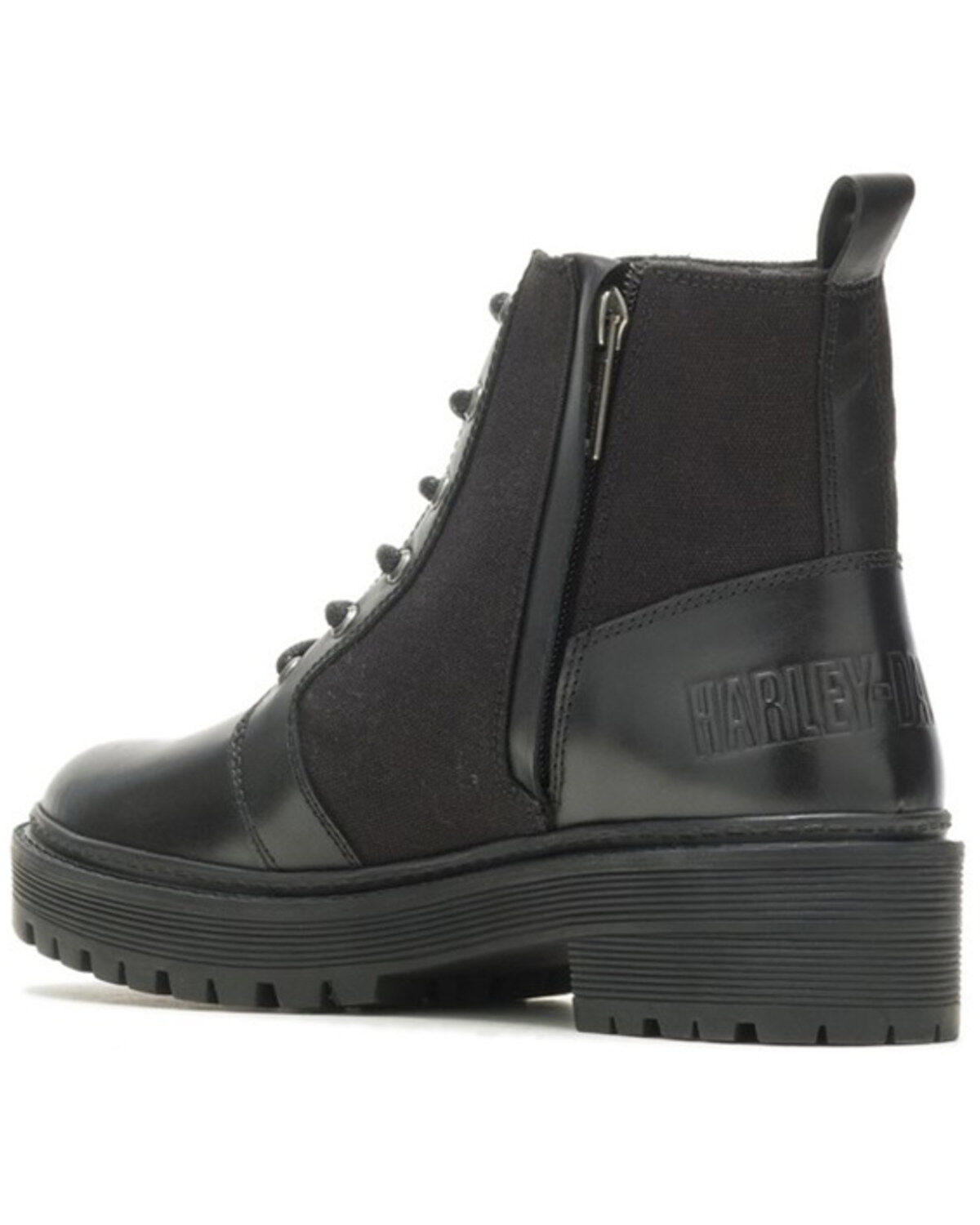 Image #3 - Harley Davidson Women's Valene Canvas 5" Lace-Up Moto Boots - Round Toe, Black, hi-res