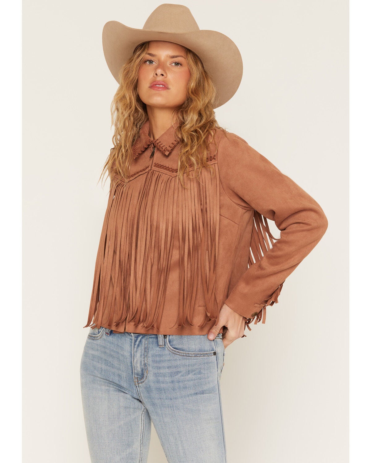 Image #1 - Idyllwind Women's Breckston Faux Suede Fringe Jacket, Bark, hi-res