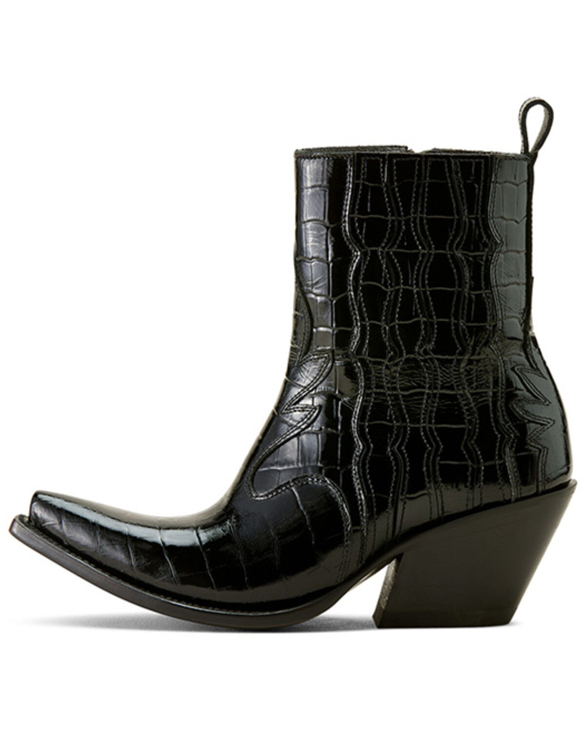 Image #2 - Ariat Women's Jade Crocodile Print Western Booties - Snip Toe, Black, hi-res