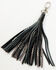 Shyanne Black Leather & Gold Beaded Fringe Keychain, Black, hi-res