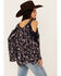 Image #4 - Bila Women's Floral Print Long Sleeve Cold Shoulder Shirt, Blue, hi-res